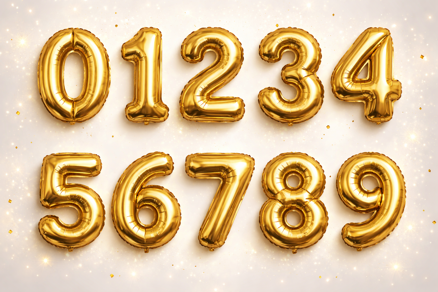 Folien-Zahlenballon 0-9 - Gold (ohne Helium)