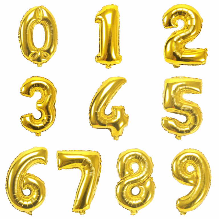 Foliezahlen 0 bis 9 Gold